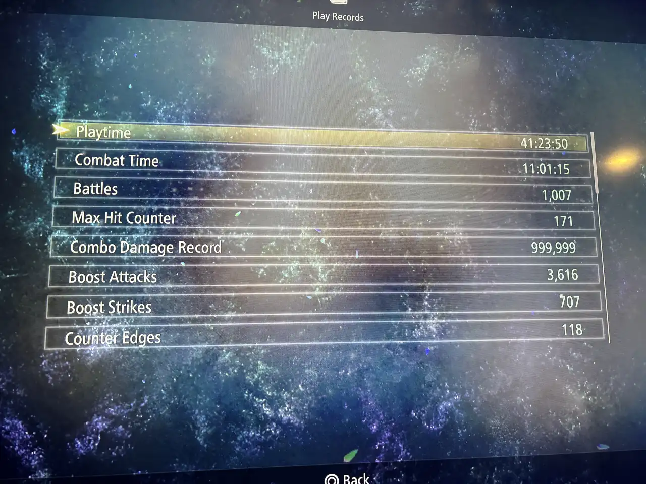 Stats screen, playtime at the top — 41h.